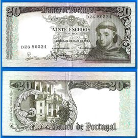 Portugal 20 Escudos 1964 Santo Antonio Europe Escudo Billet