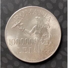 Pièce 100.000 Lei Argent 1946 Roumanie