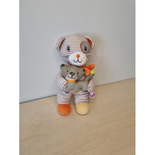 Doudou Ours Rayé Chat Pommette