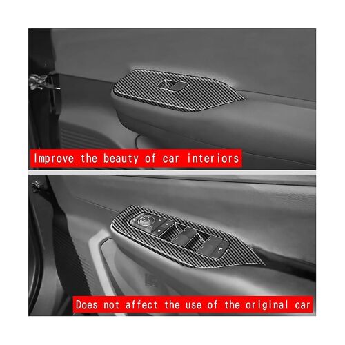 Car Carbon Fiber Interior Door Armrest Window Glass Switch Frame Panel Trims 4pcs For Prius 60 Seri