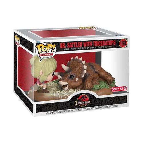 Figurine Jurassic Park - Dr Sattler & Triceratops Exclu Pop Movie Moment 10cm