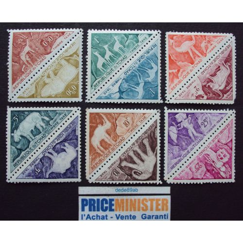 Tchad.. Lot De 12 Timbres-Taxes (6x2valeurs) Dessins D' Animaux.Prehistoric Rock Painting. Neufs(Avec Gomme).