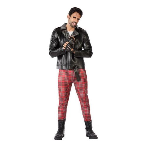 Punk Costume Rouge Et Noir Hommes (Taille S)