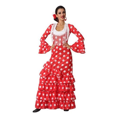 Flamenca Costume Rouge Avec Big Dots Femmes (Taille M-L)