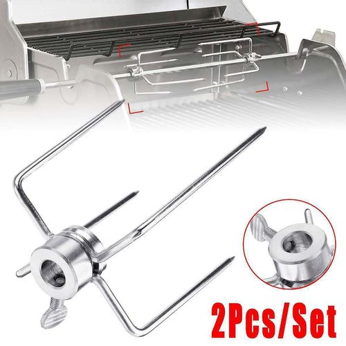 2pcs Bbq Rôtisserie Viande Fourchettes Clamp Grill Meatpicks Brochette de barbecue en acier inoxydable