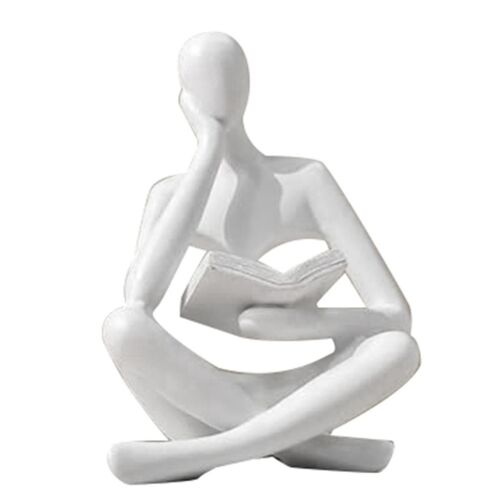 Sculptures de penseurs, Penseurs blancs Statue en résine lecture ornement, Thinkers Sculpture décoration, Mod