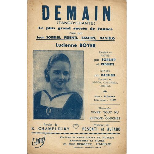 Demain (Tango-Chanté) Lucienne Boyer 1933