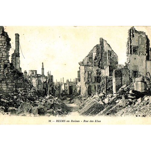 Carte Postale Ancienne, Marne ( 51 ), Reims, Rue Des Élus, Ruines