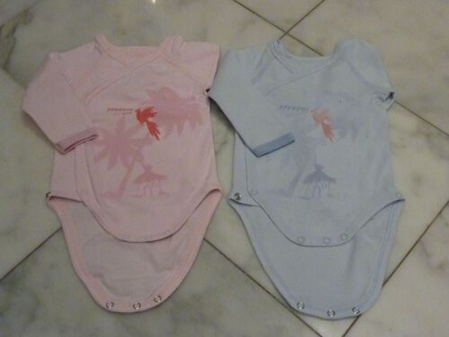 Lot De 2 Bodies Petit Bateau 1 Rose 1 Bleu Taille 3 Mois