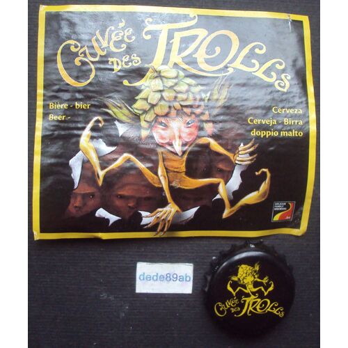 Étiquette Et Capsule De Bière Belge " Cuvée Des Trolls " Brasserie Dubuisson Frères