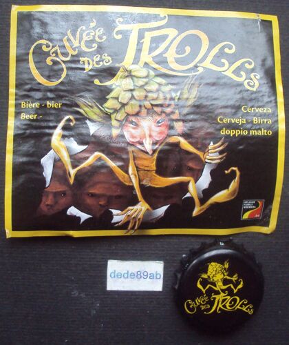Étiquette Et Capsule De Bière Belge " Cuvée Des Trolls " Brasserie Dubuisson Frères
