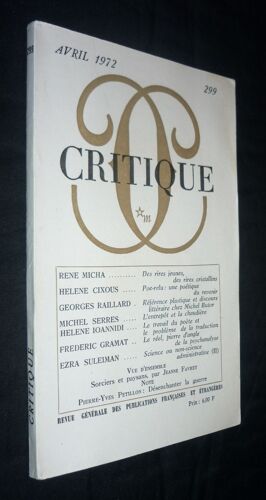 Critique N 299 ; Avril 1972