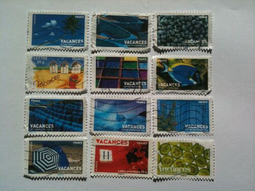 Lot De 12 Timbres Vacances France