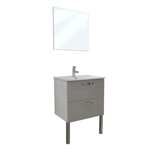 Ensemble caisson + vasque MIXY - 60cm - Blanc - Mélaminé - Livré en kit