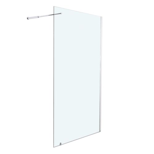 Paroi CARIBA - paroi 100x210x0,6cm - Verre trempé - 1 volet - Finitions chromé