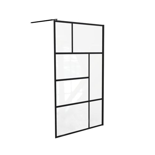 Paroi FABRILIA - Paroi 90x200x0,8cm - Verre trempé - Finitions noir mat