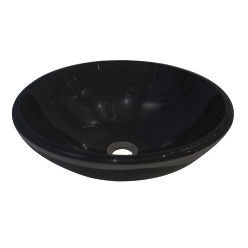 Vasque ronde à poser VITORIA - Noire - 42cm - Verre - Sans trop plein