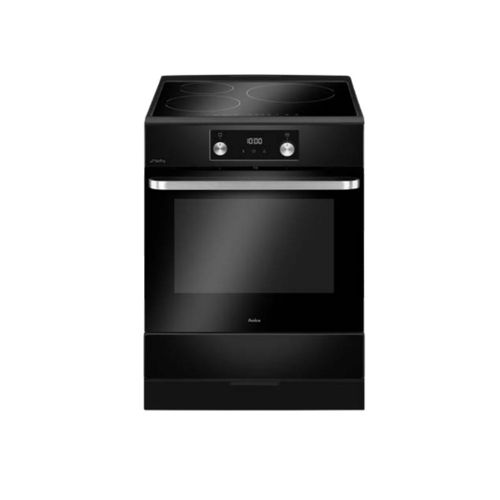 Amica - Cuisinière induction 3 foyers four multifonctions pyrolyse 77l largeur 60cm noir mat aci7007rn