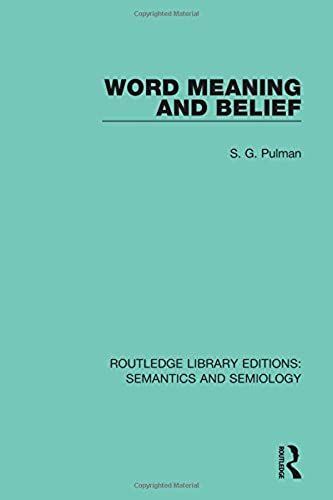 Word Meaning And Belief