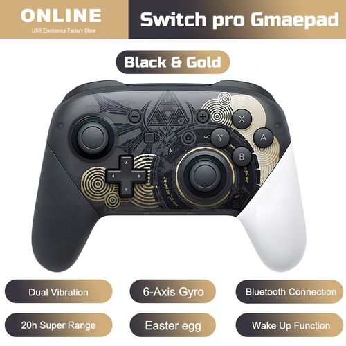 Noir Et Or - Manette De Jeu Sans Fil Bluetooth Pour Console De Jeu Nintendo Switch Pro, Manette À Thème Limité Pour Pc Et Switch Oled Lite