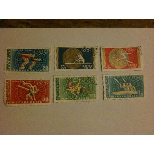 Lot De 6 Timbres Jeux Olympiques Mexico 68 Hongrie