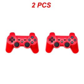 2pcs Rouges - Manette Bluetooth Sans Fil Pour Sony Ps3, Manette De Jeu Pour Play Station 3, Joystick, Poignée À Distance Pour Sony Playstation 3