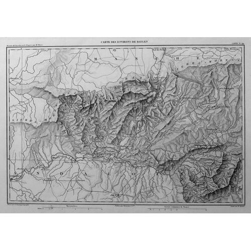 Rare Carte Militaire Gravure Sierra Morena Andalousie Bailén Despenaperros Jaen  1864