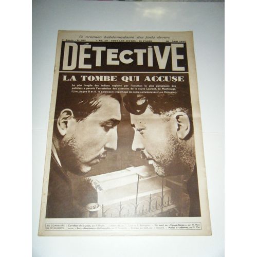 Détective 303 Du 16 Aout 1934 La Tombe Qui Accuse