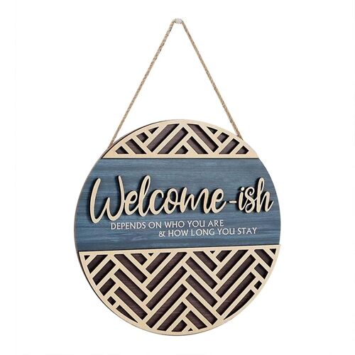 3d Welcome Hanging Sign Plaque For Front Door Wall Decor, Funny Welcome-ish Wooden Hanger, Rustic M