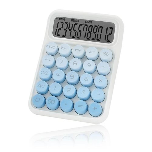 Desktop Mechanical Calculator, Cute Big Buttons Calculators With 12 Digits Large Lcd Display, Desk