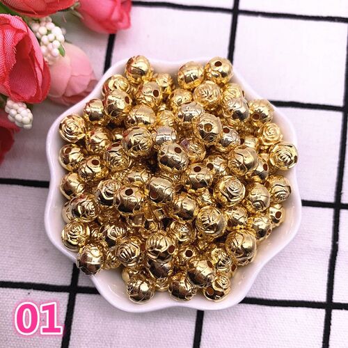 Boules De Fleurs En Abs 6mm 8mm, Nouvelles Perles En Plaqué Or/Argent, Perles D'espacement Pour La Fabrication De Bijoux, Bricolage, Bracelet À Breloques