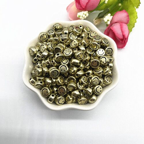 Perles En Acrylique Pour La Fabrication De Bijoux, 100 Pièces, 7x4mm, Lettres Colorées Avec Visage Souriant, Accessoires De Bracelet Diy
