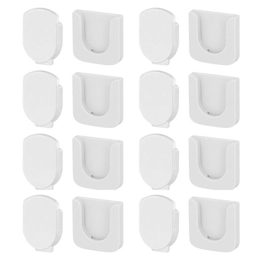 8Pcs Magnetic Remote Control Holder, Self-Adhesive White Remote Holder Wall Mount Slot Design Remot