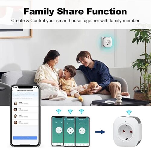 Tuya Wifi Smart Socket European Standard 16A Socket Remote Control Alexa Mobile Phone Timed Charge