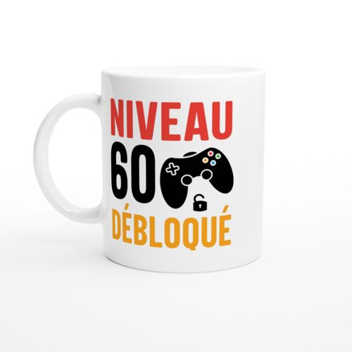 Mug Humour Anniversaire Niveau 60 Débloqué - Mug Drole - Idée Cadeau Original - Tasse Fun