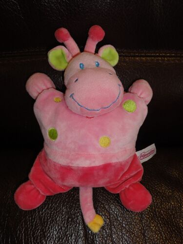 Doudou Vache Girafe Rose Semi Plat Pommette