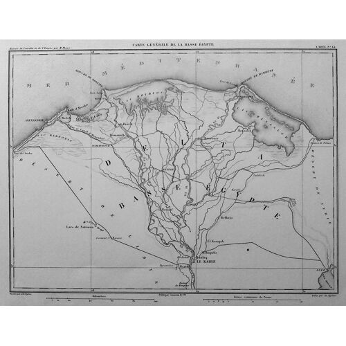 Rare Carte Militaire Gravure Basse Egypte Delta Du Nil Alexandrie Rosette Damiette 1864