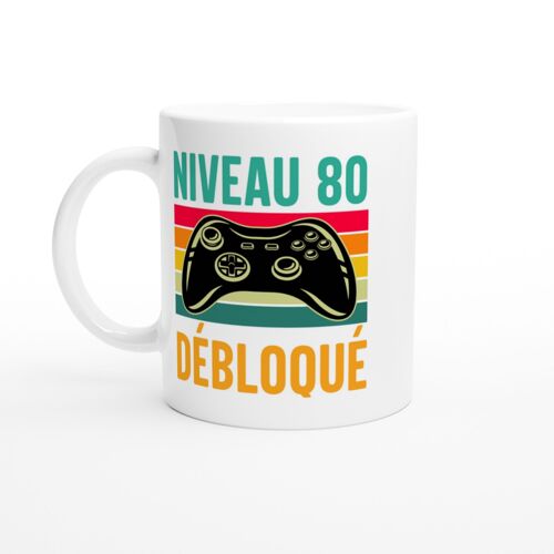 Mug Anniversaire Humour Niveau 80 Débloqué - Mug Drole - Idée Cadeau Original - Tasse Fun