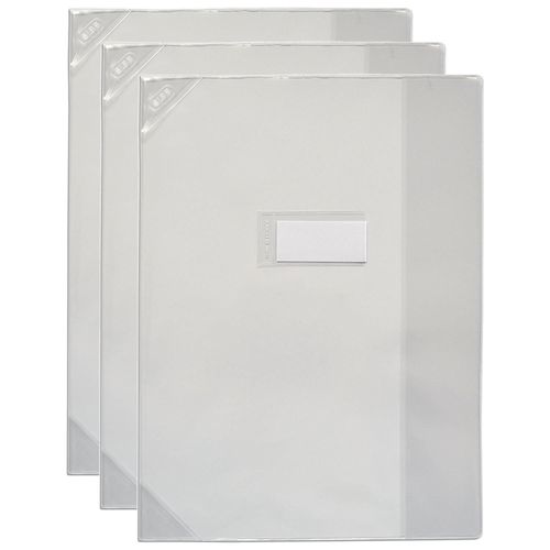 Elba Lot De 3 Protège-Cahiers Pvc 150 Strong Line 24x32 Cm Translucide Incolore