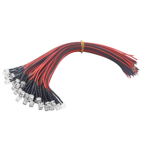 100pcs Lot 20cm Pre Wired 5mm Led Light Lamp Bulb Prewired Emitting Diodes For Diy Home Decoration