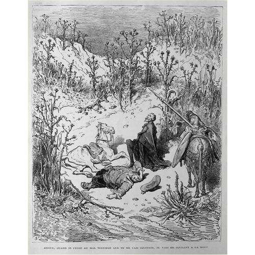 55 Superbe Gravure Gustave Doré Cervantès Don Quichotte Je Vais En Courant À La Mort 1869