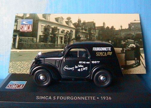 Simca 5 Fourgonnette Tolee 1936 Ixo 1/43 Noir Noire Altaya Black-Ixo