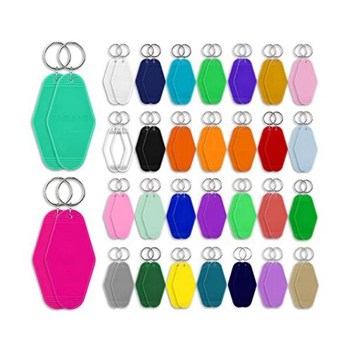 60pcs Sublimation Keychain Blanks, Double-Sided Heat Transfer Keychains Hotel Motel Keychain Blank