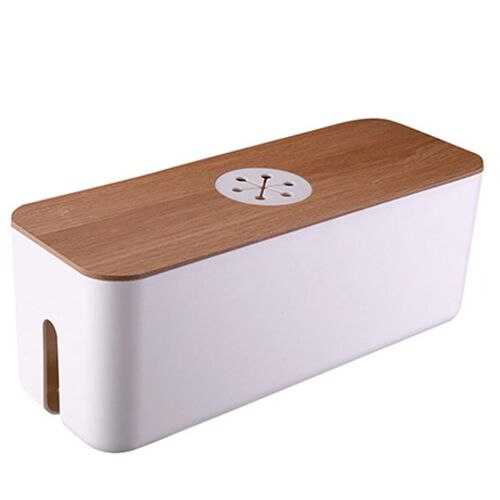 Wooden Cable Storage Box Power Cord Storage Box Dust-Proof Charger Socket Storage Box Household Cab