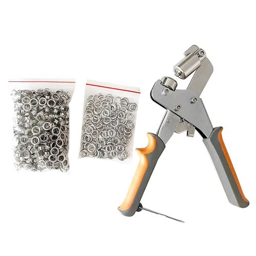 Grommet Eyelet Pliers Kit, 1/4 Inch 6mm Grommet Tool Kit With 500 Metal Eyelets For Leather/Belt/Sh