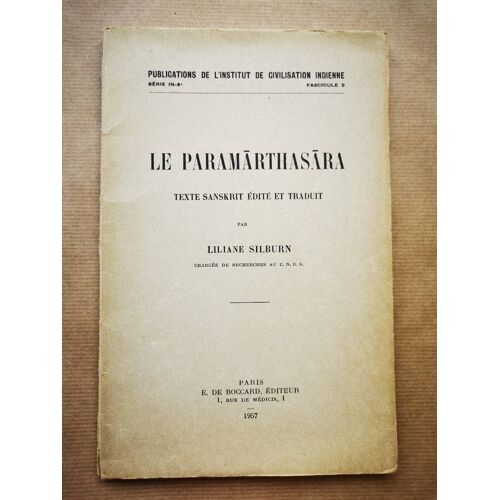 Le Paramarthasara Texte Sanskrit, Liliane Silburn, 1957