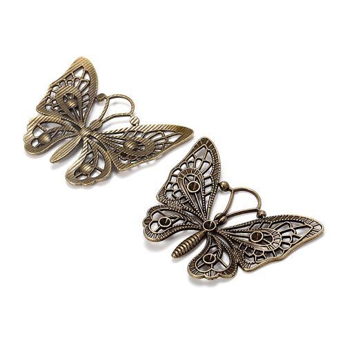 Pendentifs À Breloques Papillon Rétro, En Argent Antique, Pour Bricolage De Collier, Composants De Fabrication De Bijoux Artisanaux Faits À La Main, 48x37mm, 10 Pièces