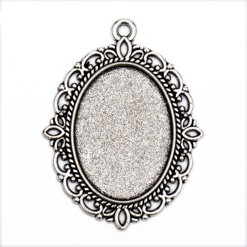 Base De Cabochon Ovale 18x25mm, 10 Pièces, Pendentifs En Filigrane Bronze Argenté Antique, Paramètres Camée, Breloques Pour La Fabrication De Bijoux