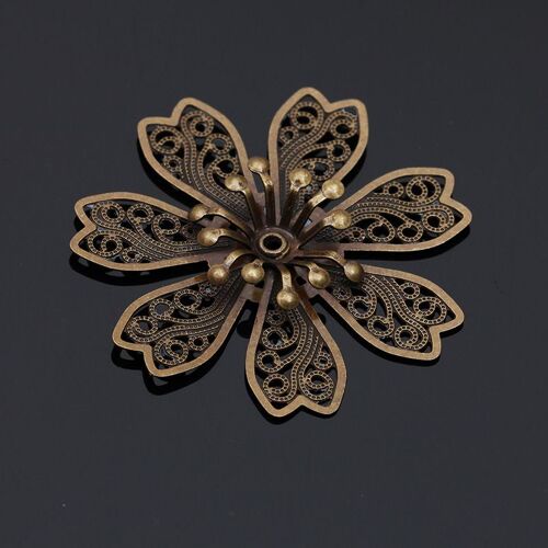 Bouchon De Perles De Fleur En Métal, Couleur Argent Or, Base De Fleur En Filigrane, Breloques Pour La Fabrication De Bijoux, Composants Artisanaux, Bricolage, 28mm, 10 Pièces