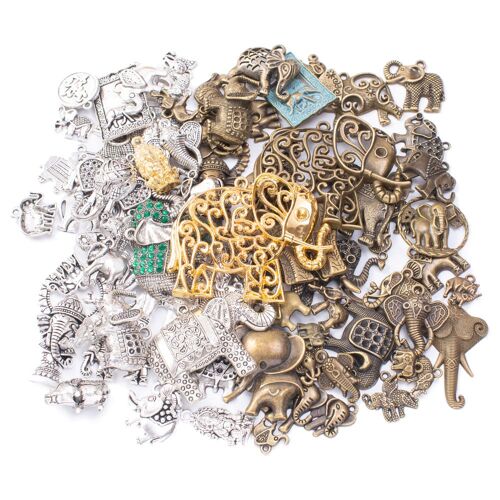 50g 100g Mixte Éléphant Métal Breloques Pendentifs Vintage Antique Bronze Argent Bracelets Collier Bricolage Bijoux Faisant Des Composants